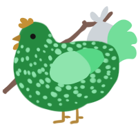 (unnamed), a viridian and spring chicken with a speckle pattern