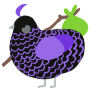 Sabrina, a black and blurple chicken with a lace pattern