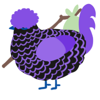 Enderman, a sable and blurple chicken with a lace pattern