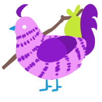 A lavender and violet chicken with a bar pattern