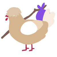 Gingerbread man, a beige and cream chicken