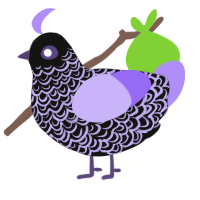 Livambdem I, a black and lilac chicken with a double-lace pattern