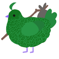 Lettuce, a leaf and viridian chicken with a double-lace pattern