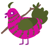 (unnamed), a fuchsia and olive chicken with a bar pattern