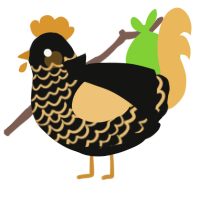 Void, a black and honey chicken with a lace pattern