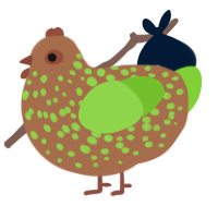 First Sign of Spring, a brown and grass chicken with a speckle pattern