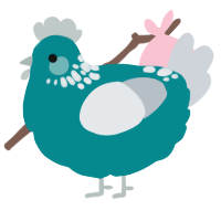 Sea Foam, a teal and mist chicken with a neck-speckle pattern