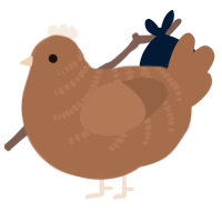 A brown chicken with a half-bar pattern