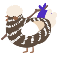 A bark and cream chicken with a bar pattern