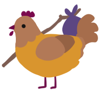 nugget, a orange and brown chicken with a head pattern