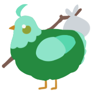 A viridian and mint chicken with a head pattern