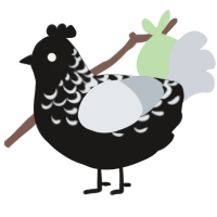 Beam, a sable and mist chicken with a half-lace pattern