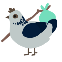 mayfly, a silver and tumblr chicken with a neck-speckle pattern