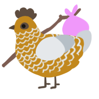 caramel cube, a ochre and mist chicken with a lace pattern