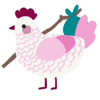 Medal, a white and pink chicken with a lace pattern