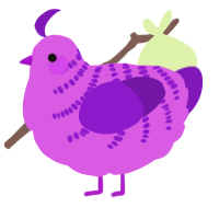 Nebula, a orchid and violet chicken with a half-bar pattern
