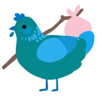 droplet, a teal and sky chicken with a neck-speckle pattern
