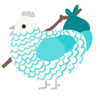 A white and aqua chicken with a lace pattern