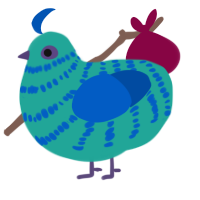 (unnamed), a turquoise and ultramarine chicken with a bar pattern