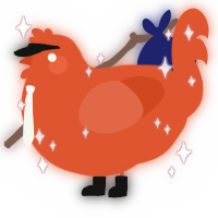 Safety Orange, a vermilion chicken