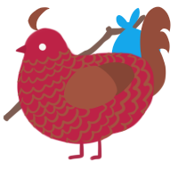 Chocolate Raspberry, a crimson and russet chicken with a lace pattern