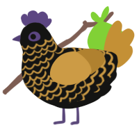 royal, a black and gold chicken with a lace pattern