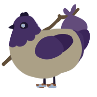 Guilty, a beige and indigo chicken with a head pattern