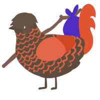 (unnamed), a bark and vermilion chicken with a lace pattern