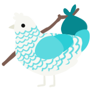 A white and aqua chicken with a lace pattern