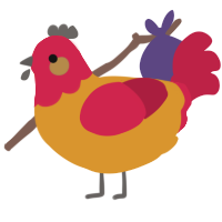 curry, a orange and crimson chicken with a head pattern