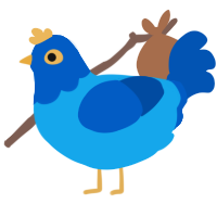 A sky and ultramarine chicken with a head pattern
