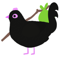 Enderman, a black chicken with a lace pattern
