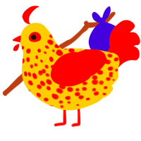 A orange and vermilion chicken with a speckle pattern