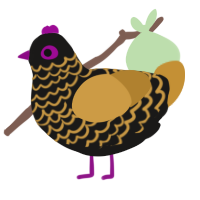 Luxury, a sable and gold chicken with a lace pattern