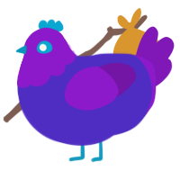 Demon of Love, a indigo and violet chicken with a head pattern