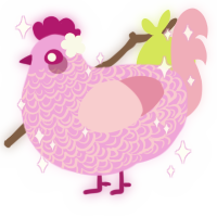 A lavender and pink chicken with a double-lace pattern