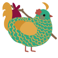 senora, a turquoise and orange chicken with a lace pattern