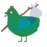 Waving Banner, a viridian and teal chicken with a lace pattern