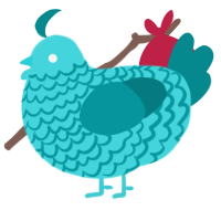Jobim, a aqua and teal chicken with a lace pattern