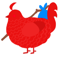 Red 40, a red chicken with a lace pattern