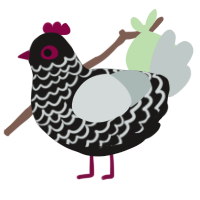 Good At Things, a sable and silver chicken with a lace pattern