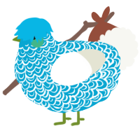 Waves, a cerulean and white chicken with a double-lace pattern