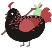 Shadow, a sable and red chicken with a half-lace pattern