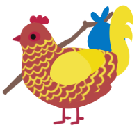 (unnamed), a red and yellow chicken with a lace pattern