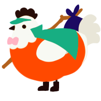 ƎNA, a vermilion and mist chicken with a head pattern