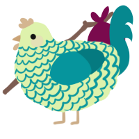 Tetra, a apple and teal chicken with a lace pattern