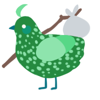 Failure 42, a viridian and spring chicken with a speckle pattern