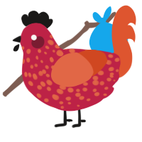 (unnamed), a crimson and vermilion chicken with a speckle pattern