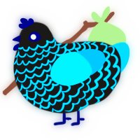 Secret Love Child, a sable and cerulean chicken with a lace pattern