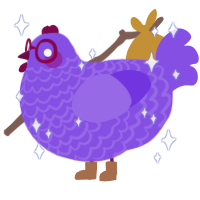 Maru, a blurple chicken with a lace pattern